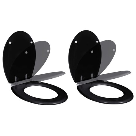 Toiletbril met soft-closedeksel 2 st MDF zwart 1