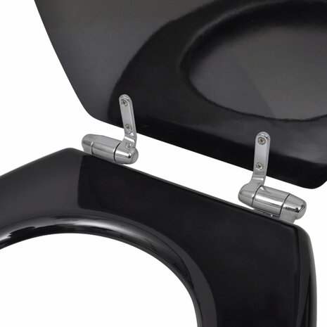 Toiletbril met soft-closedeksel 2 st MDF zwart 6