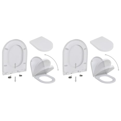 Toiletbrillen met soft-close deksels 2 st kunststof wit 1