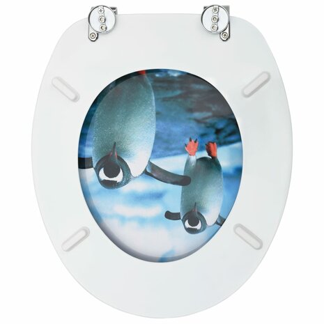 Toiletbrillen met deksel 2 st pinguïn MDF 6