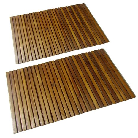 Badmat acaciahout 80 x 50 cm 2 stuks 1