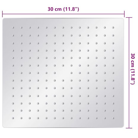 Regendouchekop vierkant 30x30 cm roestvrij staal 304 7