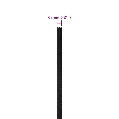 Boottouw 6 mm 50 m polypropeen zwart 6