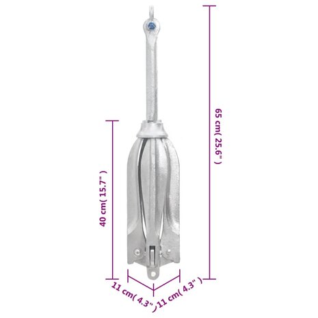 Anker inklapbaar 10 kg thermisch verzinkt gietijzer zilver 7
