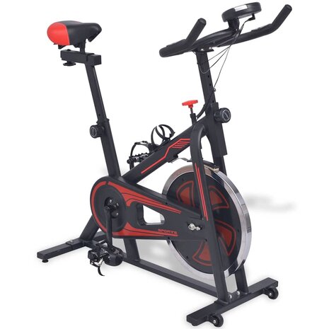 Hometrainer met hartslagsensoren zwart en rood  2