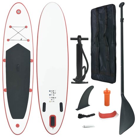 Stand Up Paddleboardset opblaasbaar rood en wit  1