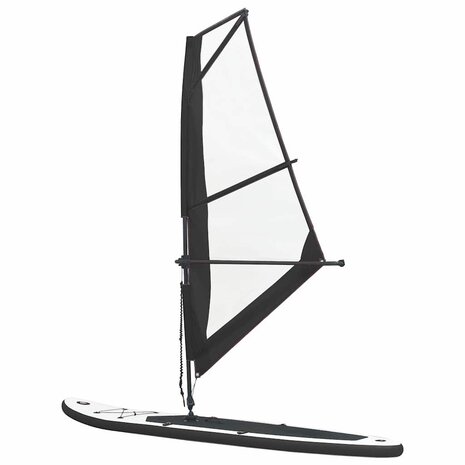 Stand Up Paddleboard opblaasbaar met zeilset zwart en wit 4