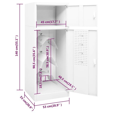 Zadelkast 53x53x140 cm staal wit    9