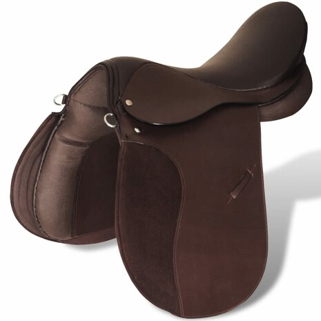 Paardrijzadel 5-in-1 17,5&apos;&apos; 12 cm echt leer bruin 3