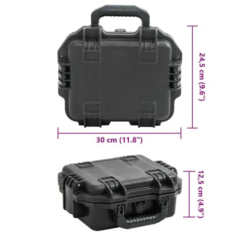 Flightcase draagbaar 30x24,5x12,5 cm PP zwart 8