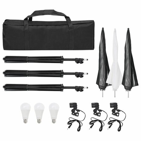 Fotostudioset met verlichtingsset en achtergrond 9