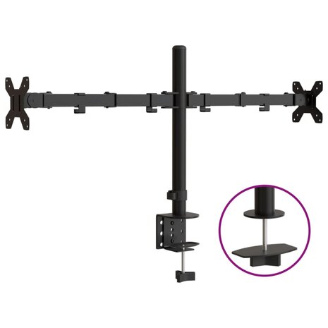 Monitorstandaard dubbel VESA 75/100 mm staal zwart 2