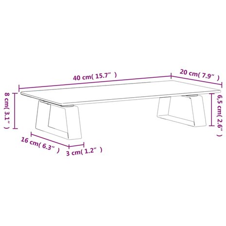 Monitorstandaard 40x20x8 cm gehard glas en metaal wit 8