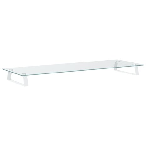 Monitorstandaard 100x35x8 cm gehard glas en metaal wit 2