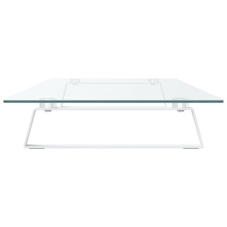 Monitorstandaard 100x35x8 cm gehard glas en metaal wit 5