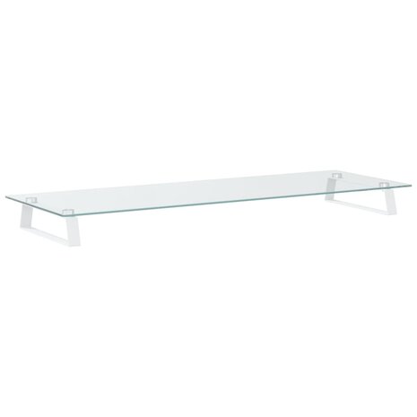 Monitorstandaard 100x35x8 cm gehard glas en metaal wit 6