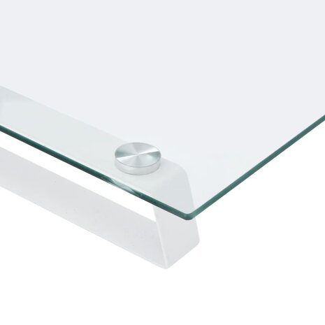 Monitorstandaard 100x35x8 cm gehard glas en metaal wit 7