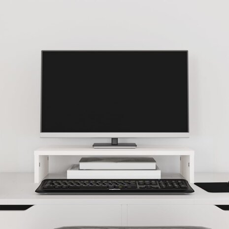 Monitorstandaard 50x27x10 cm massief grenenhout wit 1