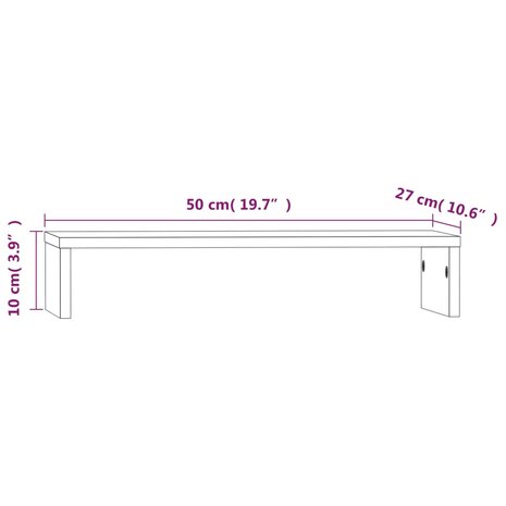 Monitorstandaard 50x27x10 cm massief grenenhout wit 9