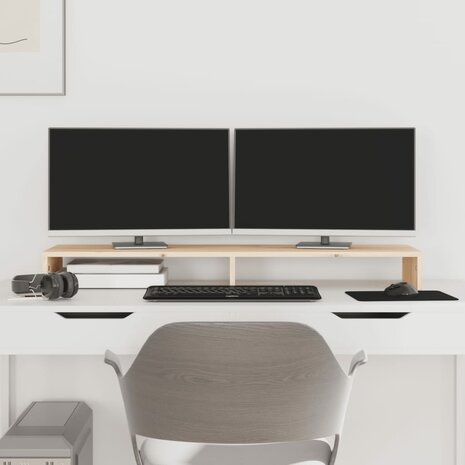 Monitorstandaard 100x27x10 cm massief grenenhout 1