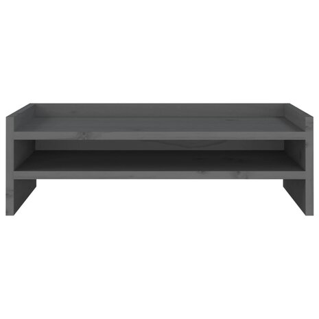 Monitorstandaard 50x24x16 cm massief grenenhout grijs 5