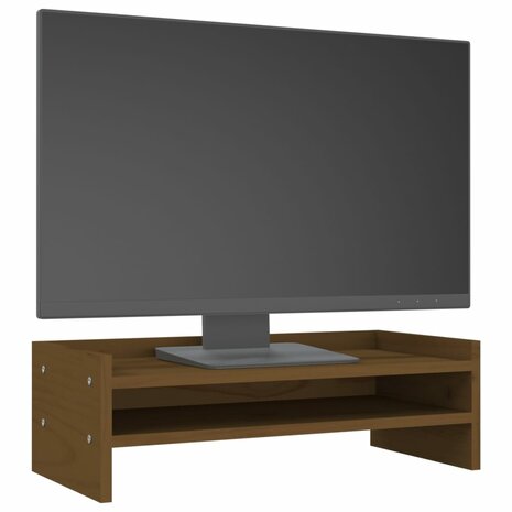 Monitorstandaard 50x24x16 cm massief grenenhout honingbruin 4