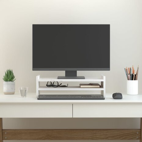 Monitorstandaard 50x27x15 cm massief grenenhout wit 3