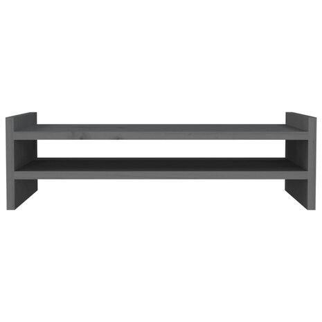 Monitorstandaard 50x27x15 cm massief grenenhout grijs 5