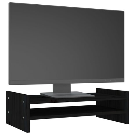Monitorstandaard 50x27x15 cm massief grenenhout zwart 4