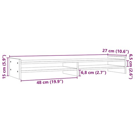 Monitorstandaard 100x27x15 cm massief grenenhout honingbruin 8