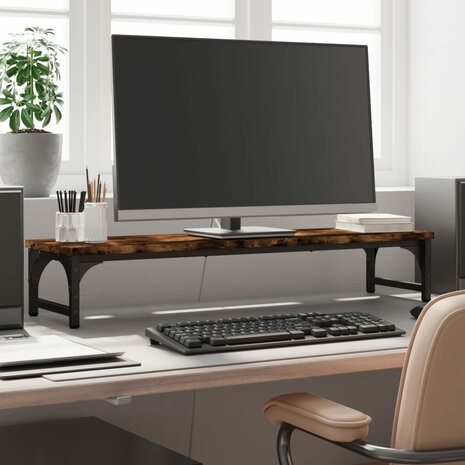Monitorstandaard 85x23x15,5 cm bewerkt hout gerookt eikenkleur 1