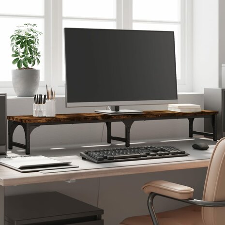 Monitorstandaard 105x23x15,5 cm bewerkt hout gerookt eikenkleur 1