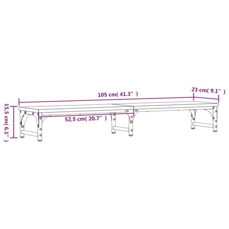Monitorstandaard 105x23x15,5 cm bewerkt hout bruin eikenkleur 9