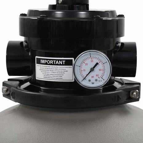 Zwembadzandfilter met 4-positie ventiel 350 mm grijs 3