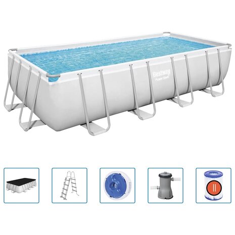 Bestway Power Steel Zwembadset rechthoekig 488x244x122 cm 2