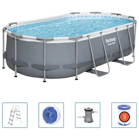 Bestway Power Sreel Zwembad bovengronds ovaal 427x250x100 cm 2