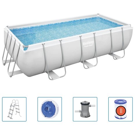 Bestway Zwembadset Power Steel rechthoekig 404x201x100 cm 1