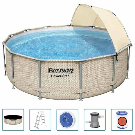 Bestway Zwembadset Power Steel met luifel 396x107 cm 2