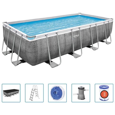 Bestway Zwembadset Power Steel rechthoekig 488x244x122 cm 2