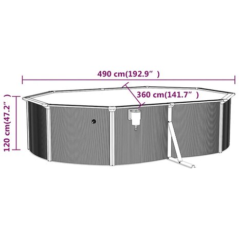 Zwembad met stalen wand ovaal 490x360x120 cm wit 9