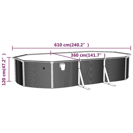 Zwembad met stalen wand ovaal 610x360x120 cm wit 9