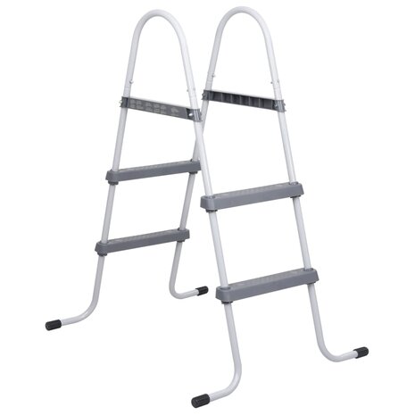 Zwembadladder 84 cm staal grijs 1