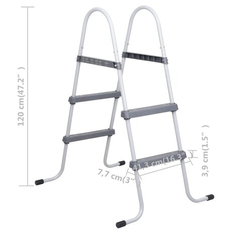 Zwembadladder 84 cm staal grijs 6