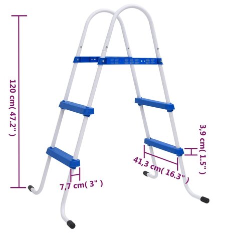 Zwembadladder 84 cm blauw en wit 5