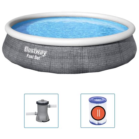 Bestway Fast Set Zwembadset met pomp opblaasbaar 396x84 cm 2