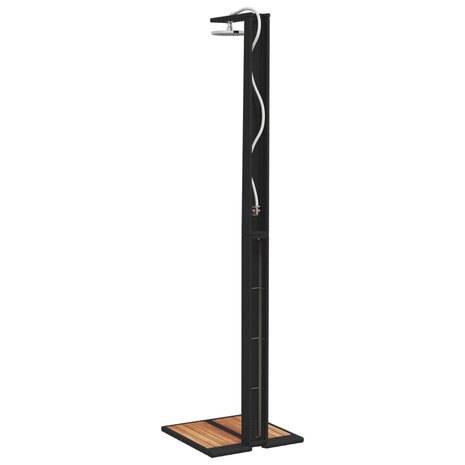 Buitendouche 50x55x224 cm poly rattan en acaciahout zwart 7