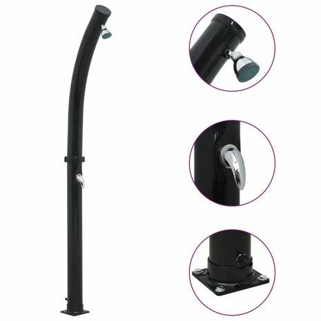 Solardouche 20 L 214 cm zwart 1