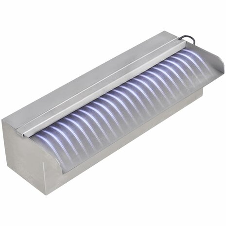 Zwembadwaterval met LED&apos;s rechthoekig 30 cm roestvrij staal 6