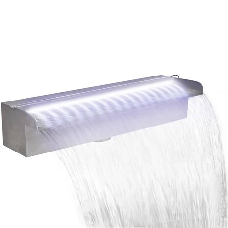 Zwembadwaterval met LED&apos;s rechthoekig 45 cm roestvrij staal 2