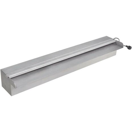 Zwembadwaterval met LED&apos;s rechthoekig 60 cm roestvrij staal 1